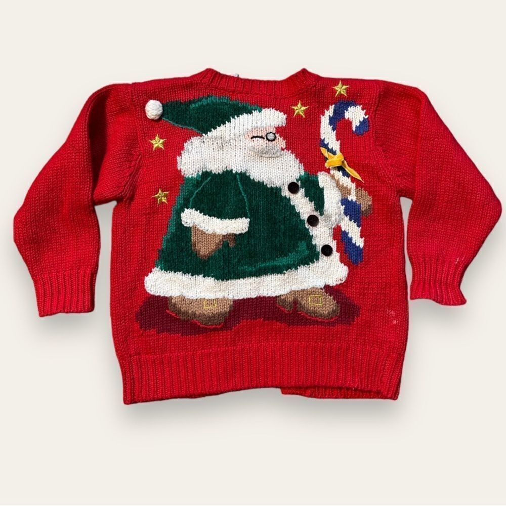Polly Flinders Vintage Christmas Cardigan Sweater sz S/4